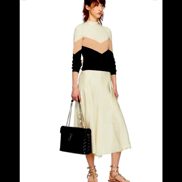 Red Valentino black/beige chevron tie back sweater